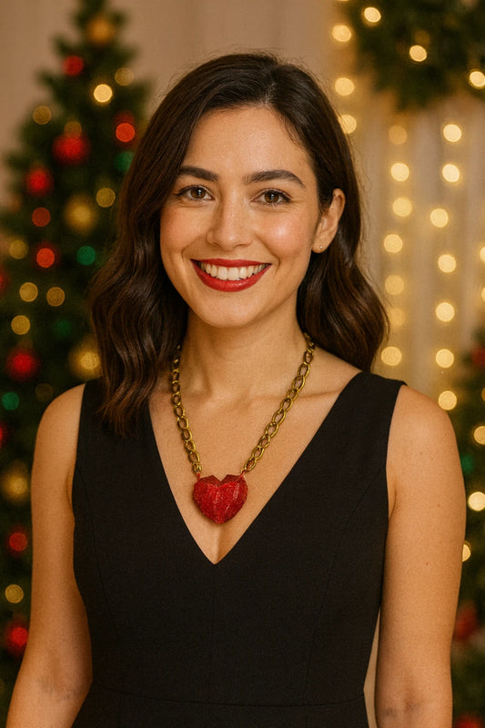 Collar Resina Corazón Rojo