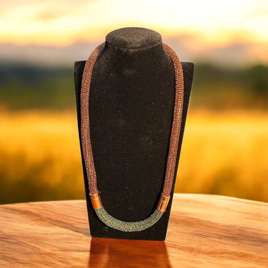 Collar de Cobre Tejido Facundo Verde Esmeralda Triaura