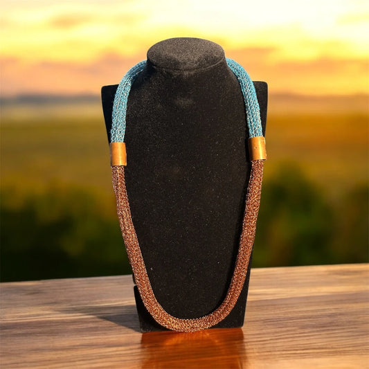 Collar de Cobre Tejido Facundo Blue Triaura