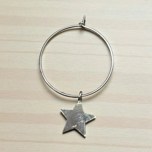 Aros de Plata 925 Argolla con Estrella