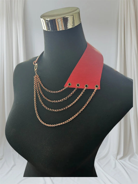 Collar de Cuero Rojo Texturado