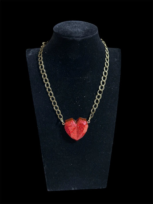 Joyas - Collar Resina Corazón Rojo