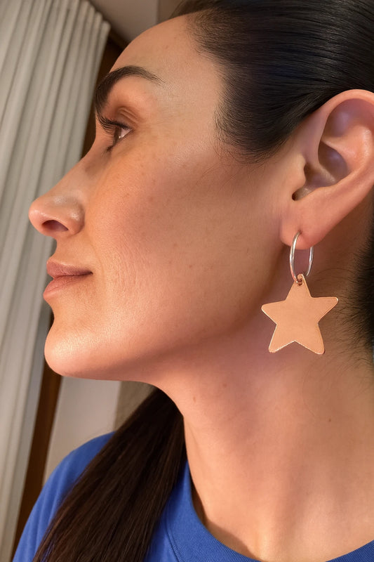 Aros de Plata 925 Argollas Estrella Yanet