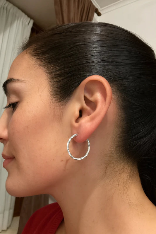 Aros de Plata 925 Argolla Mediana