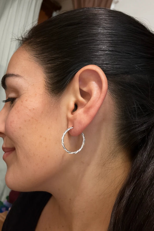 Aros de Plata 925 Argolla Mediana