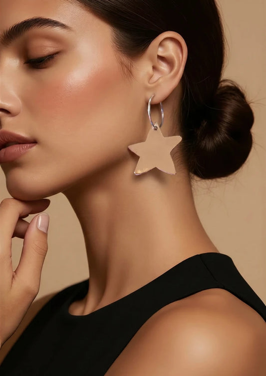 Joyas - Aros de Plata 925 Argollas Estrella Yanet