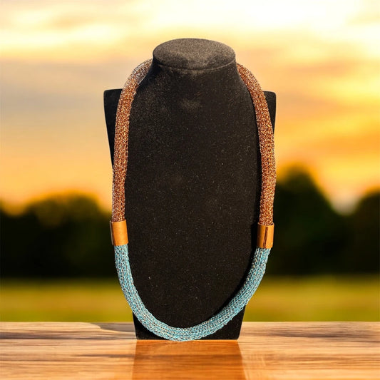 Collar de Cobre Tejido Facundo Blue Triaura