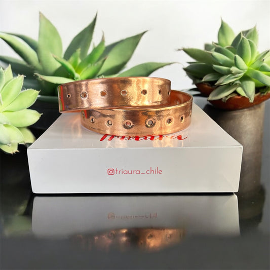 Pulseras de Cobre Leocadia Texturada B Triaura